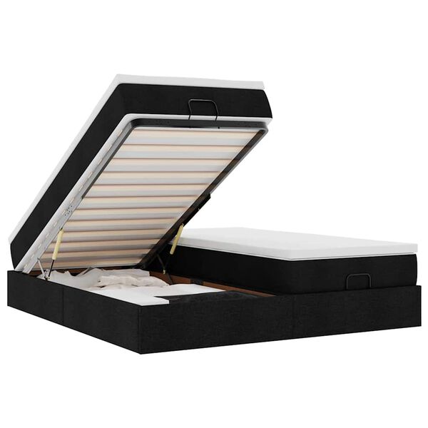 vidaXL Ottoman r&uacute;mgrind me&eth; d&yacute;num Svartur 180x200cm Efni