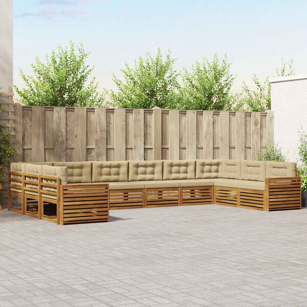 vidaXL S&oacute;fasett me&eth; p&uacute;&eth;i 7 pcs N&aacute;tt&uacute;rulegt og B&eacute;ig Hrein akas&iacute;utr&eacute;