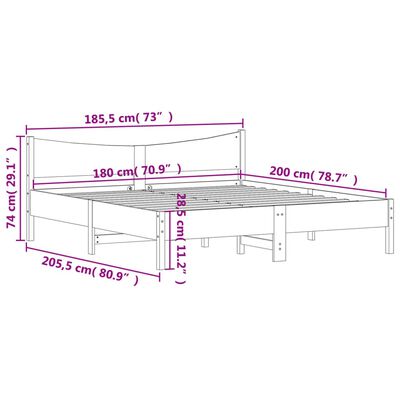 vidaXL Rúmgrind án Dýnu Vaxbrún 180x200 cm Gegnheil Fura