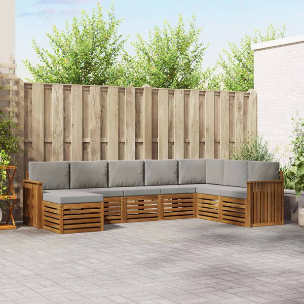 vidaXL Sofav&ouml;ruuppsettning me&eth; p&uacute;&eth;i 8 pcs N&aacute;tt&uacute;rulegt og Lj&oacute;st Gr&aacute;tt