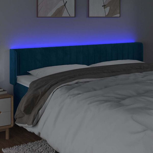 vidaXL LED H&ouml;f&eth;agafl D&ouml;kkbl&aacute;tt 183x16x78/88 cm Flauel