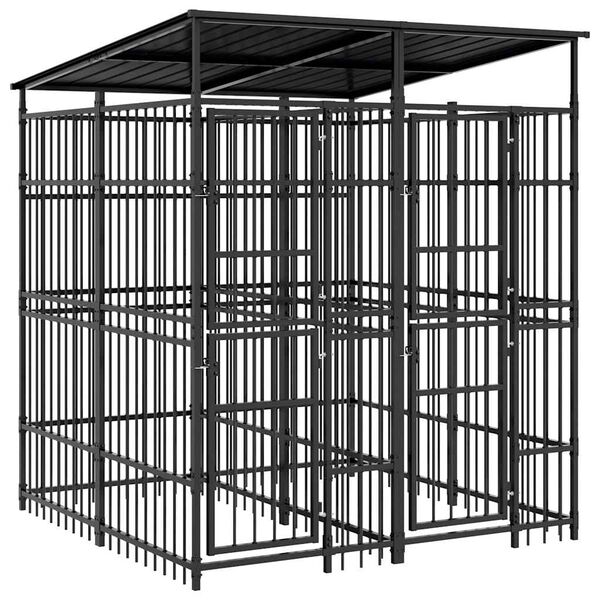 vidaXL &Uacute;tihundabyrgi me&eth; &thorn;aki St&aacute;l 3,69 m&sup2;