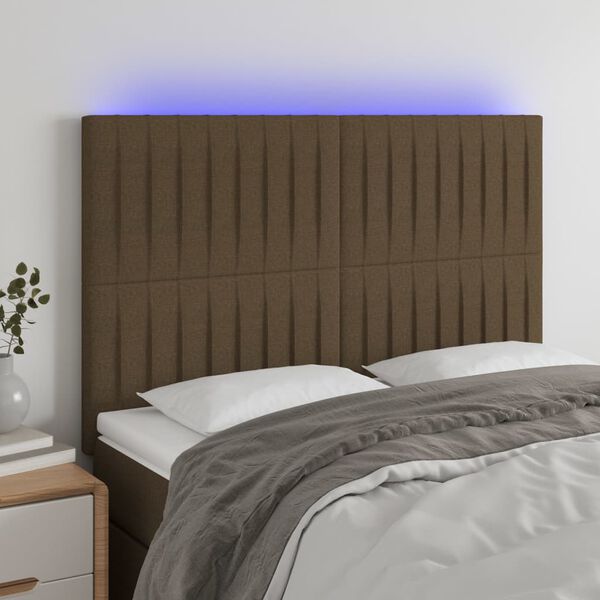 vidaXL LED h&ouml;fu&eth;gafl D&ouml;kkbr&uacute;nt 144x5x118/128 cm Efni