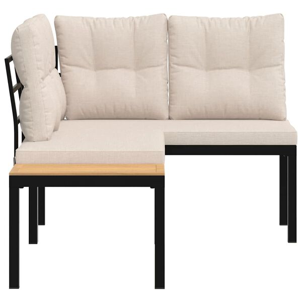 vidaXL Gar&eth;bekkir me&eth; Sessum 2 stk. Svartir Dufth&uacute;&eth;a&eth; St&aacute;l