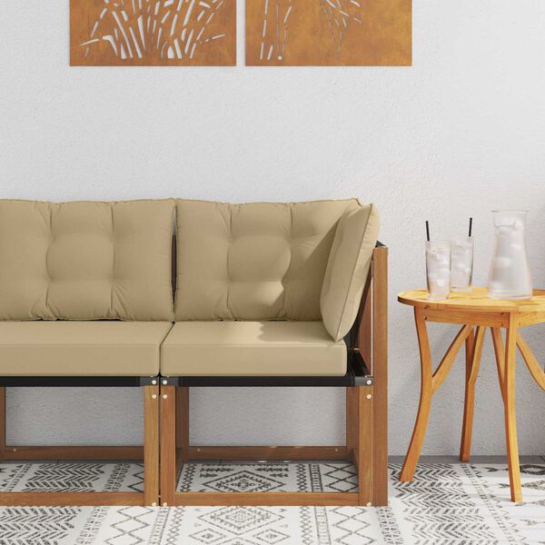 vidaXL &Uacute;ti Hornsofa Gegnheill akas&iacute;uvi&eth;ur og text&iacute;lneytandi efni