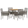 vidaXL Gar&eth;ur bor&eth;sett 5 pcs Gr&aacute;r p&oacute;l&yacute;rattan