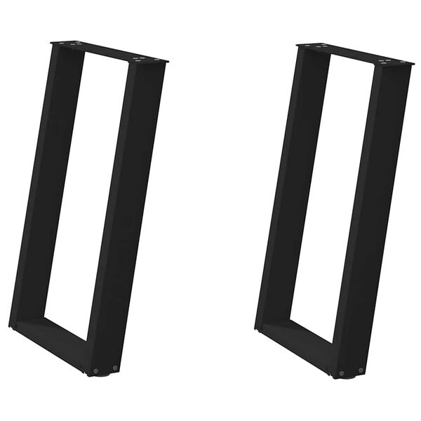 vidaXL borðstofuborðsfætur U-laga 2 stk svart 60x(72-73) cm stál