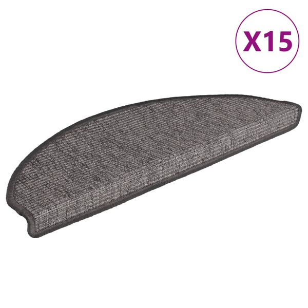 vidaXL Stigamottur 15 stk 65x21x4 cm beige og gráar hálfhringlaga stórar