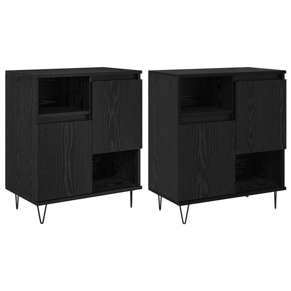 vidaXL Vi&eth;beinteyfla 2 pcs Svartur Eik 60 x 35 x 70 cm