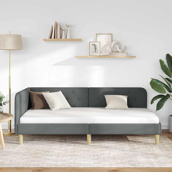 vidaXL Hornr&uacute;m ramma D&ouml;kk gr&aacute; 90 x 190 cm d&uacute;kur