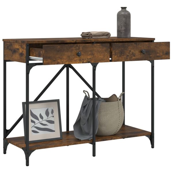 vidaXL Veggbor&eth; Reyklitu&eth; Eik 100x39x78,5 cm Samsettur Vi&eth;ur