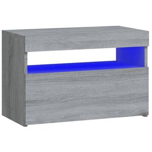vidaXL N&aacute;ttbor&eth; me&eth; LED Lj&oacute;sum Gr&aacute;tt Sonoma 60x35x40 cm