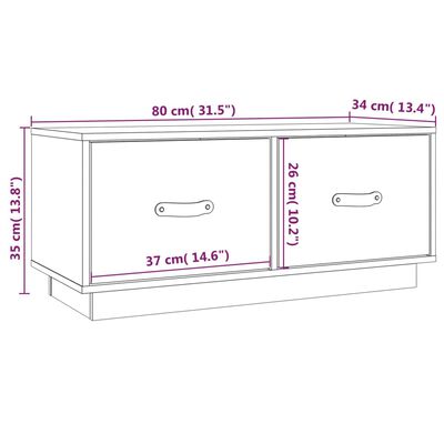 vidaXL Sjónvarpsskápur Svartur 80x34x35 cm Gegnheil Fura