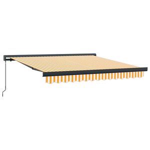 vidaXL H&aelig;gt a&eth; draga saman skyggni Gulur og hv&iacute;tur 300 x 250 cm