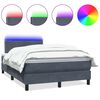 vidaXL H&oacute;lfa&eth; Springr&uacute;m me&eth; D&yacute;nu og LED D&ouml;kkgr&aacute; 120x210 cm Flauel