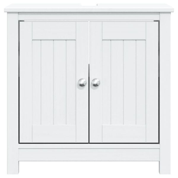 vidaXL Baðherbergisvaskskápur BERG Hvítt 60x34x59 cm Gegnheil Fura