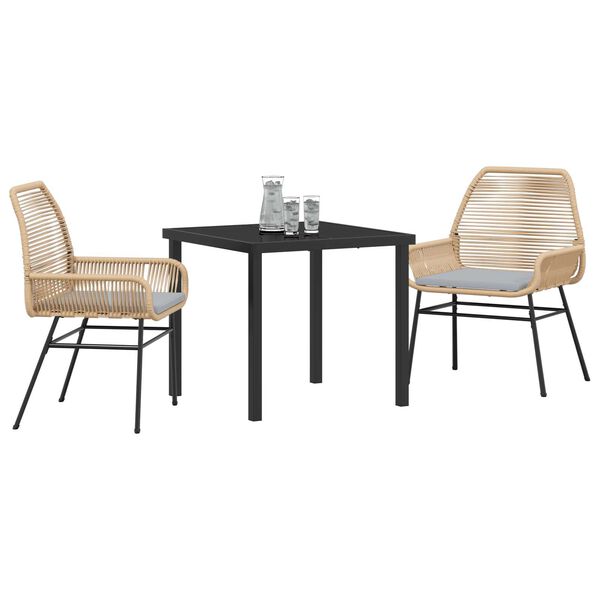 vidaXL Gar&eth;ur bor&eth;sett me&eth; p&uacute;&eth;i 3 pcs Br&uacute;nn p&oacute;l&yacute;rattan