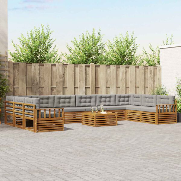 vidaXL S&oacute;fasett 11 pcs N&aacute;tt&uacute;rulegt og Lj&oacute;st Gr&aacute;tt Hrein akas&iacute;utr&eacute;