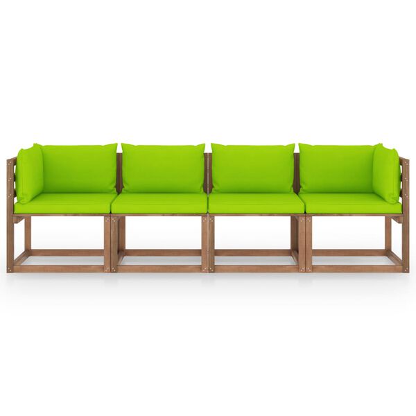 vidaXL 4 S&aelig;ta Gar&eth;s&oacute;fi &uacute;r Brettum me&eth; Sessum Gagnvarin Fura