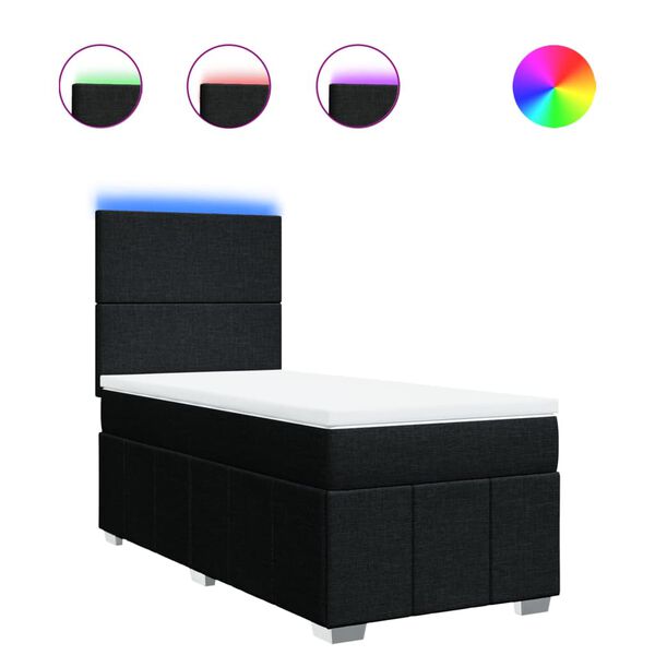 vidaXL H&oacute;lfa&eth; Springr&uacute;m Svart 90x200 cm Tauefni