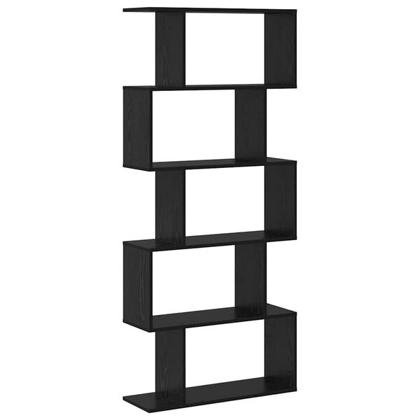 vidaXL B&oacute;kask&aacute;pur Svartur Eik 70 x 24 x 161 cm Samsettur vi&eth;ur