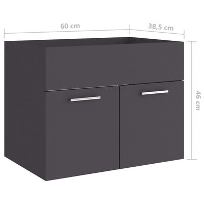 804649 vidaXL Sink Cabinet Grey 60x38,5x46 cm Chipboard