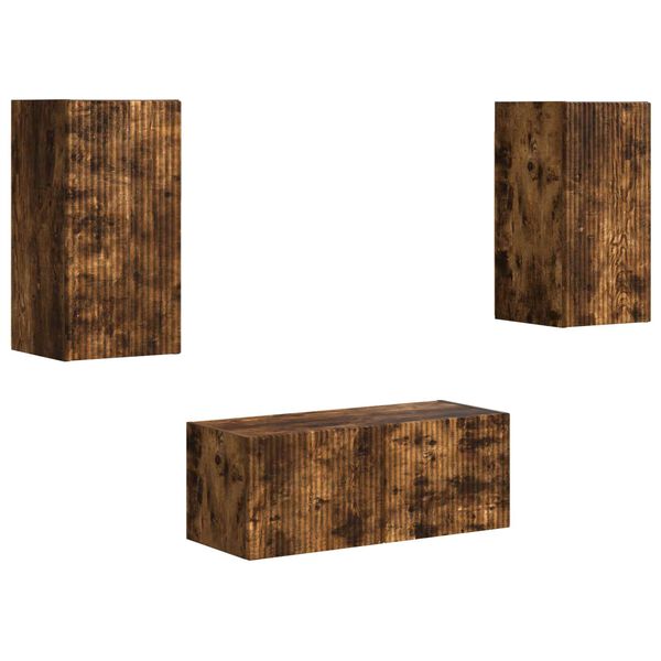 vidaXL Sj&oacute;nvarpssk&aacute;pasett Vegghengt 6 pcs Rau&eth;-eik Samsettur vi&eth;ur