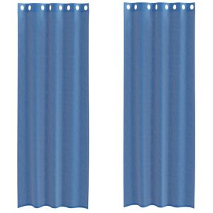 vidaXL Voile Gluggatj&ouml;ld me&eth; Grommets 2 stk Royal Blue