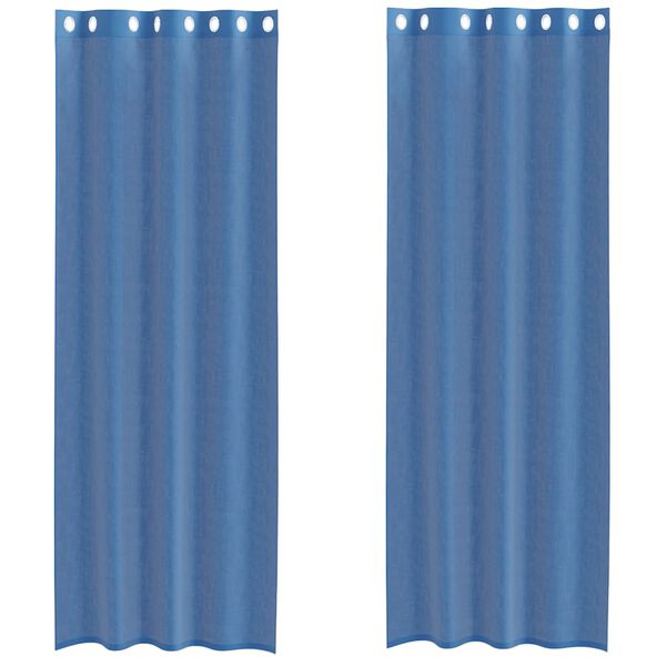 vidaXL Voile Gluggatj&ouml;ld me&eth; Grommets 2 stk Royal Blue