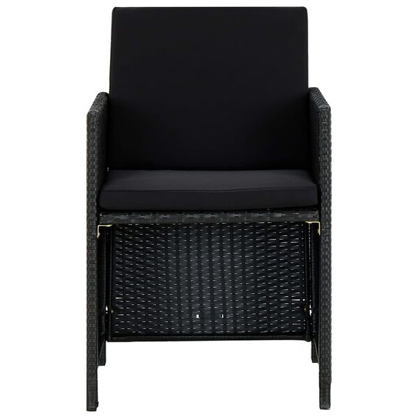 vidaXL 5 Hluta Gar&eth;h&uacute;sgagnasett me&eth; Sessum P&oacute;l&yacute;rattan Svart