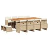 vidaXL 13 Hluta Gar&eth;bor&eth;sett me&eth; Sessum Drapplitu&eth; P&oacute;l&yacute;rattan