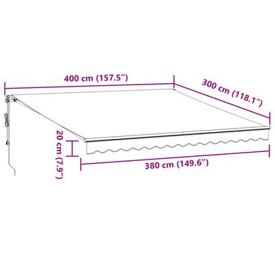 vidaXL Sjálfvirkt Útdraganlegt Skyggni Reykgrátt og Hvítt 400x300 cm