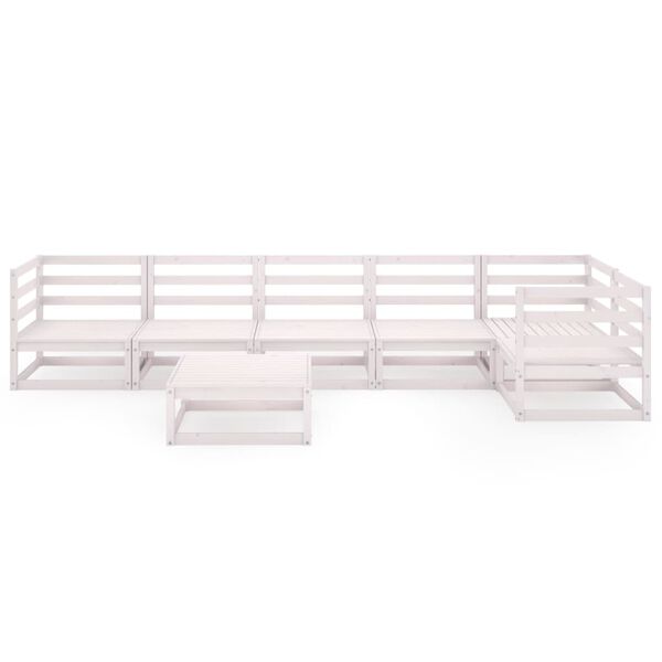 vidaXL 7 Parta Gar&eth;s&oacute;fasett Hv&iacute;tt Gegnheil Fura