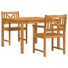 vidaXL Gar&eth;ur bor&eth;sett 3 pcs Br&uacute;nn Gegnheill akas&iacute;uvi&eth;ur