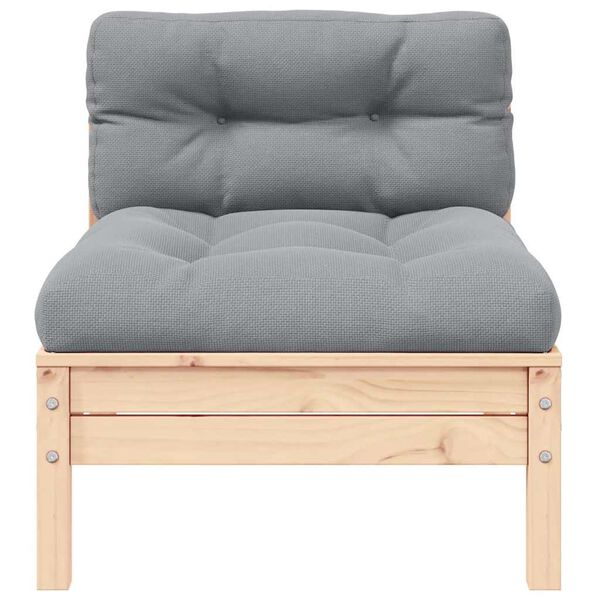 vidaXL 2 sæta Garðsófi með Grár Sessum Gegnheill Furuviður