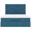 vidaXL Ottoman rúm með dýnum & LED dökkblátt 140x190cm flauel