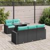 vidaXL 6 stykki gar&eth;s&oacute;fasett me&eth; p&uacute;&eth;um Black Poly Rattan Acacia