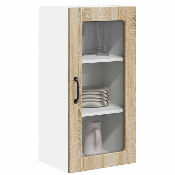 vidaXL Eldh&uacute;s sk&aacute;pur 2 pcs Sonoma Eik 40 x 31 x 80 cm Samsettur vi&eth;ur