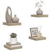 vidaXL Vegghengdar Hillur 4 stk. Eikarlita&eth;ar 23x23,5x3,8 cm MDF