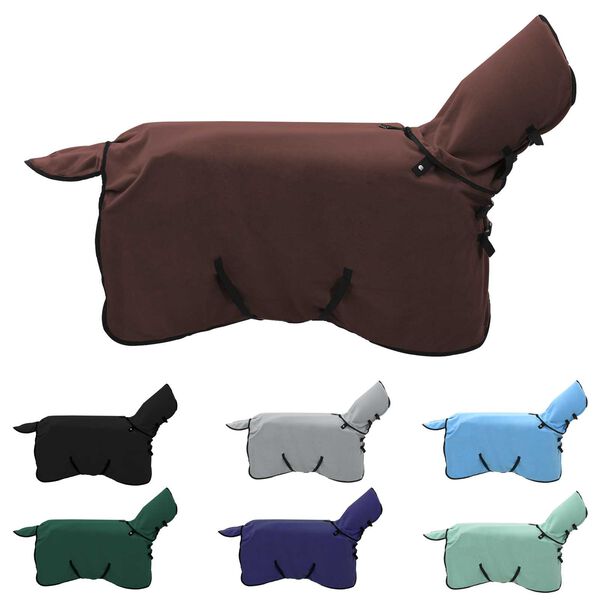 vidaXL Hrossateppa Nokkurns d&ouml;kk br&uacute;nt P&oacute;l&yacute;ester