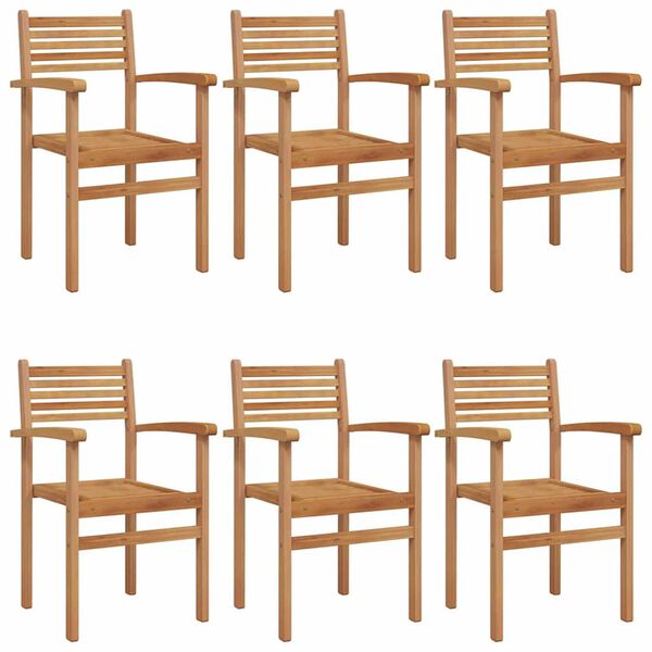 vidaXL St&oacute;ll 6 pcs Br&uacute;nn 56 x 55 x 90.5 cm Solid teak vi&eth;ur