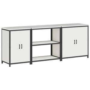 vidaXL Eldh&uacute;s geymslu sett me&eth; hillu Anna&eth; me&eth; hur&eth; 3 pcs Hv&iacute;tt St&aacute;l