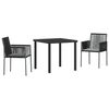 vidaXL Gar&eth;ur bor&eth;sett 3 pcs Svartur PE rattan