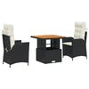 vidaXL 3 Hluta Gar&eth;bor&eth;stofusett me&eth; Sessum Svart P&oacute;l&yacute;rattan