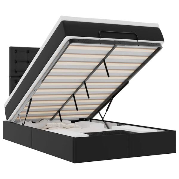 vidaXL Ottoman rúmgrind með dýnu Svart 120x200cm gervi leður