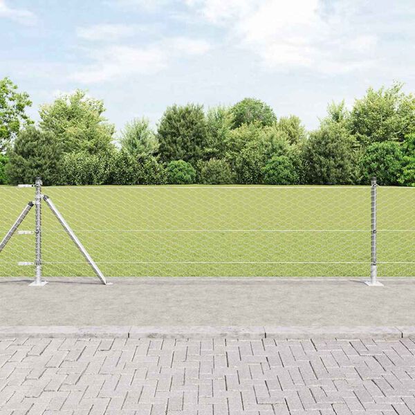 vidaXL Gir&eth;ingarp&oacute;stur Silfur 10 x 0,4 m (36 mm net) St&aacute;l