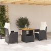 vidaXL 2 stykki garðborðstofusett með púðum Black Poly Rattan