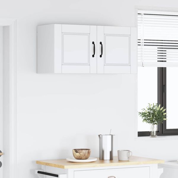 vidaXL Eldh&uacute;s sk&aacute;pur me&eth; hillu Hv&iacute;tt 80 x 31 x 40 cm Samsettur vi&eth;ur