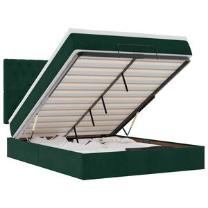 vidaXL Ottoman r&uacute;m me&eth; d&yacute;num & LED d&ouml;kkgr&aelig;nt 140x200cm flauel