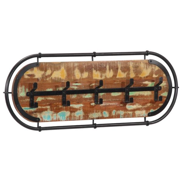 vidaXL Vegghengt Fatahengi me&eth; 5 Kr&oacute;kum Gegnheill Mang&oacute;vi&eth;ur